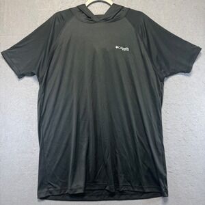 Columbia PFG Mens Short Sleeve Hoodie Black XL/TG UPF Sun Protection Fishing